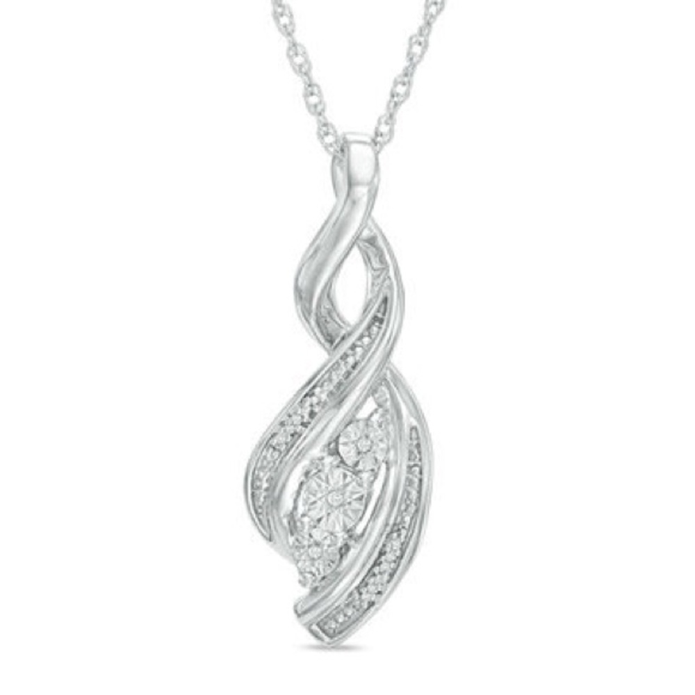 Diamond Accent Three Stone Twist Pendant